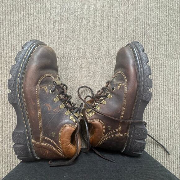 Born Shoes - Vintage 90’s Y2K Born Chunky Leather Brown Boots Size 8 Womens